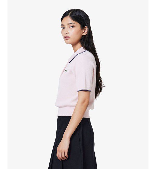 LACOSTE「配色ライン コンパクトニットポロシャツ」|ポロシャツ|