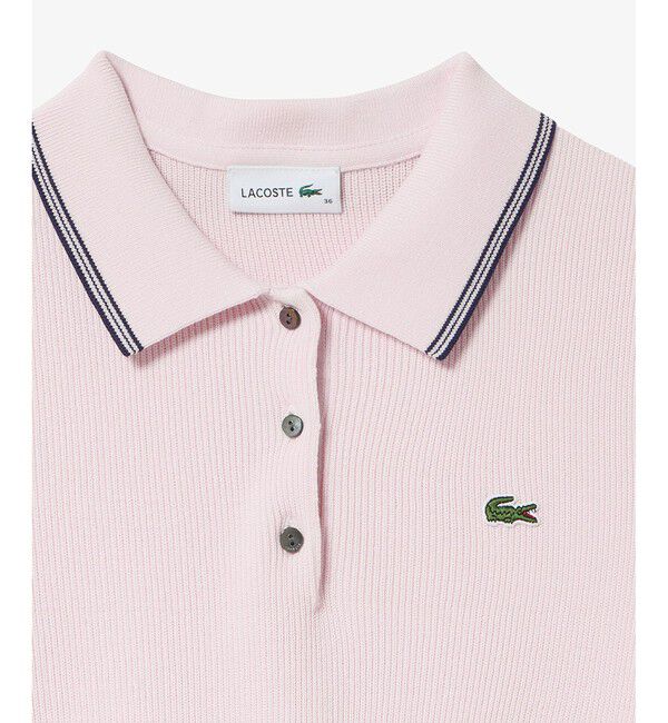 LACOSTE「配色ライン コンパクトニットポロシャツ」|ポロシャツ|