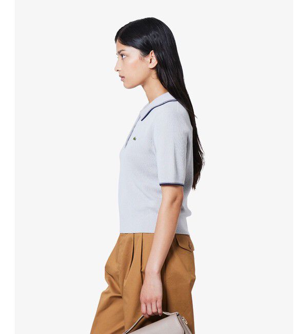 LACOSTE「配色ライン コンパクトニットポロシャツ」|ポロシャツ|