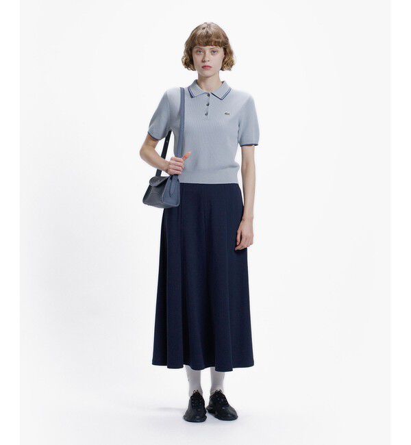 LACOSTE「配色ライン コンパクトニットポロシャツ」|ポロシャツ|
