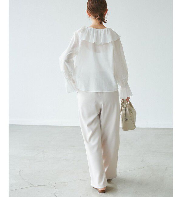 Rope&rsquo;Picnic「【接触冷感・通気性】Comfy Shirt コンフィーシャツ/綿ボイルフリルブラウス」|シャツ・ブラウス|