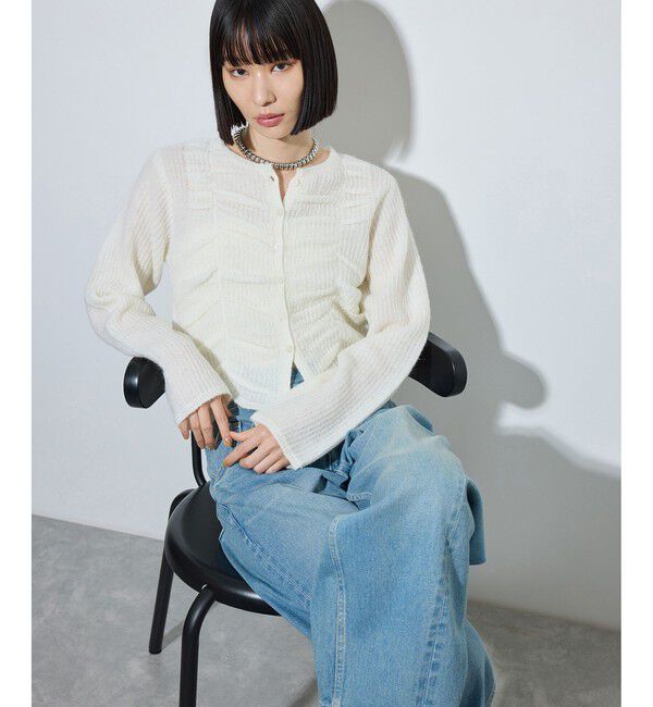 ADAM ET ROPE'「【WEB限定】・【定番】ダブルモヘヤシャーリングカーディガン」|カーディガン|ホワイト(10)