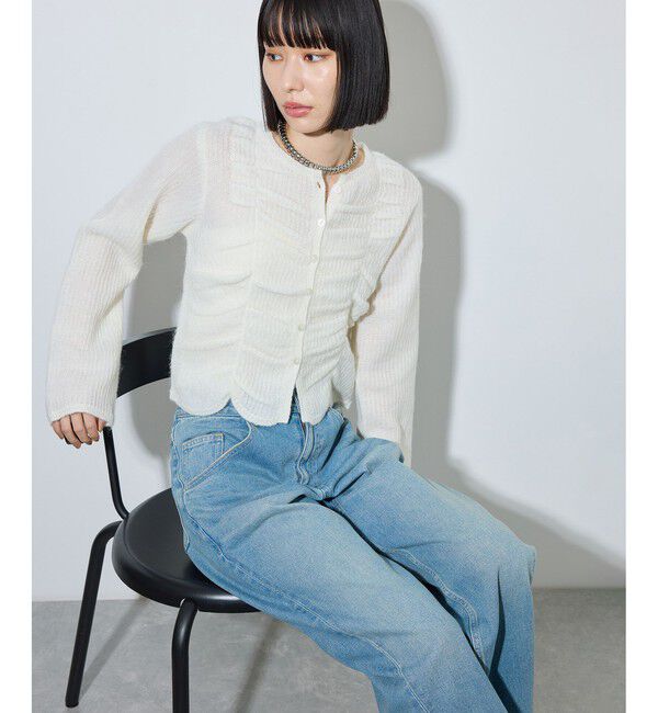 ADAM ET ROPE'「【WEB限定】・【定番】ダブルモヘヤシャーリングカーディガン」|カーディガン|