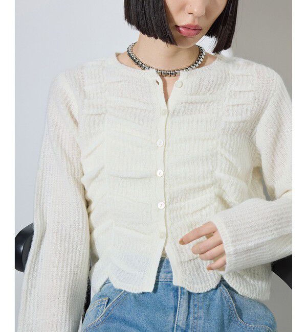 ADAM ET ROPE'「【WEB限定】・【定番】ダブルモヘヤシャーリングカーディガン」|カーディガン|