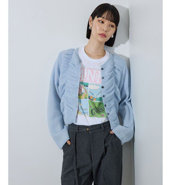 ADAM ET ROPE'「【WEB限定】・【定番】ダブルモヘヤシャーリングカーディガン」|カーディガン|サックス(48)