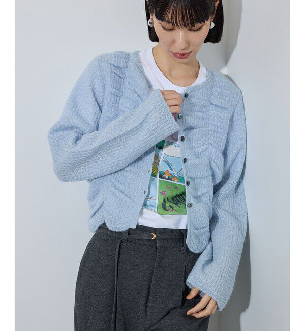 ADAM ET ROPE'「【WEB限定】・【定番】ダブルモヘヤシャーリングカーディガン」|カーディガン|