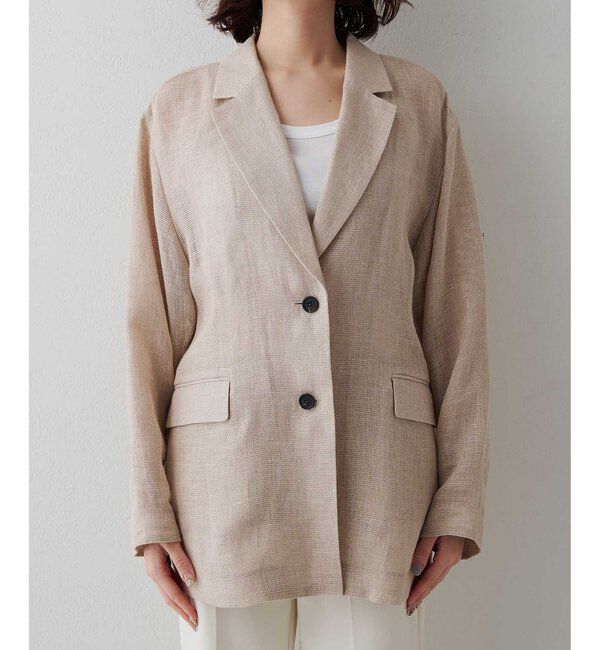  「《通気性◎/冷房対策/手洗い可》リネンジャケット」|テーラードジャケット|