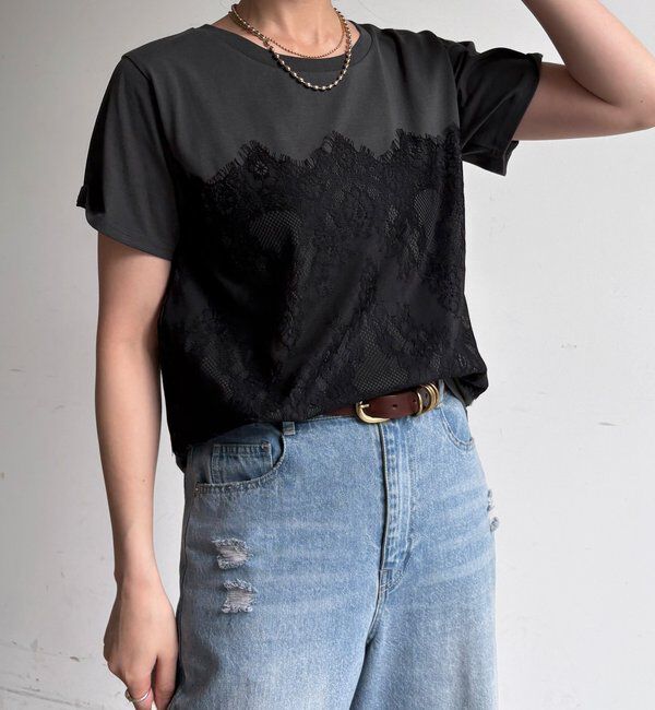  「レースドッキングTEE」|Tシャツ・カットソー|