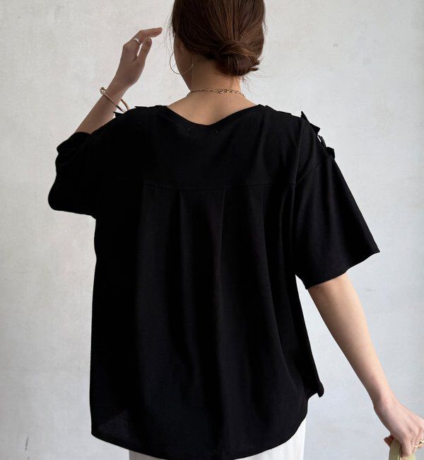  「【WEB限定】ランダムフリルワッフル半袖トップス」|Tシャツ・カットソー|