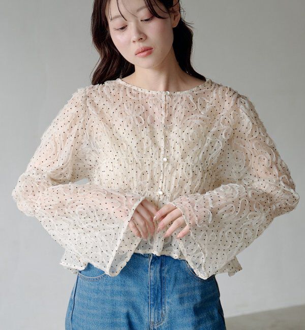  「【WEB限定で再入荷！】ドットウェーブチュールブラウス」|シャツ・ブラウス|