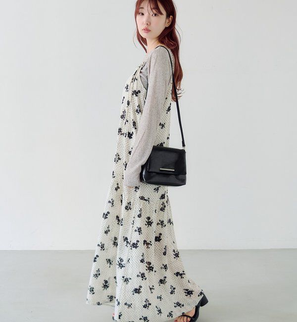  「【2サイズ展開】ドットフラワーキャミワンピース」|ワンピース|