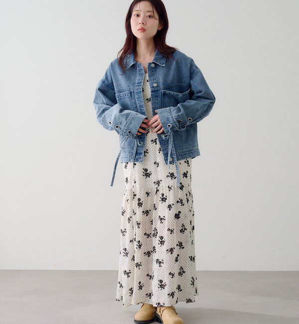  「【2サイズ展開】ドットフラワーキャミワンピース」|ワンピース|