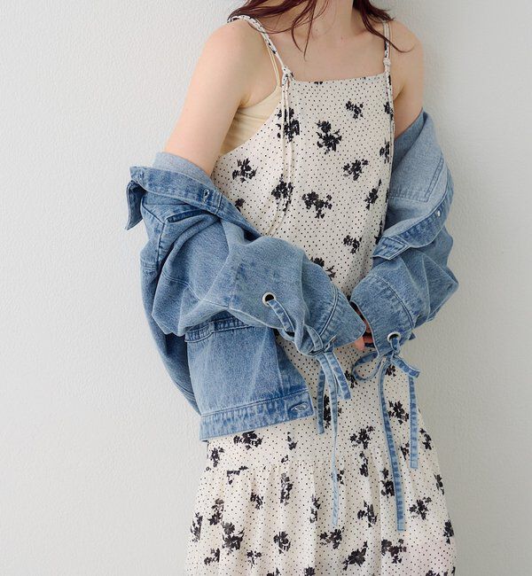  「【2サイズ展開】ドットフラワーキャミワンピース」|ワンピース|