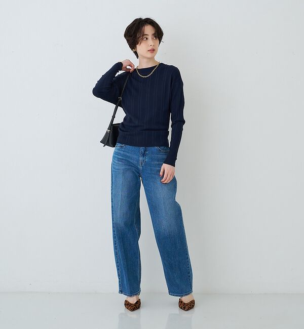 Rouge vif「異素材リブストライプ 前後2WAYニット/カーディガン」|シャツ・ブラウス|