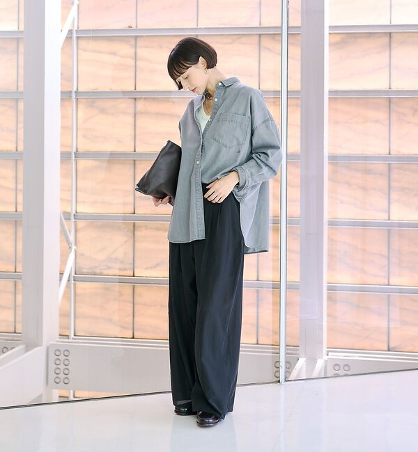 Rouge vif「【定番人気 / 2026AW】デニムオーバーサイズシャツ」|シャツ・ブラウス|