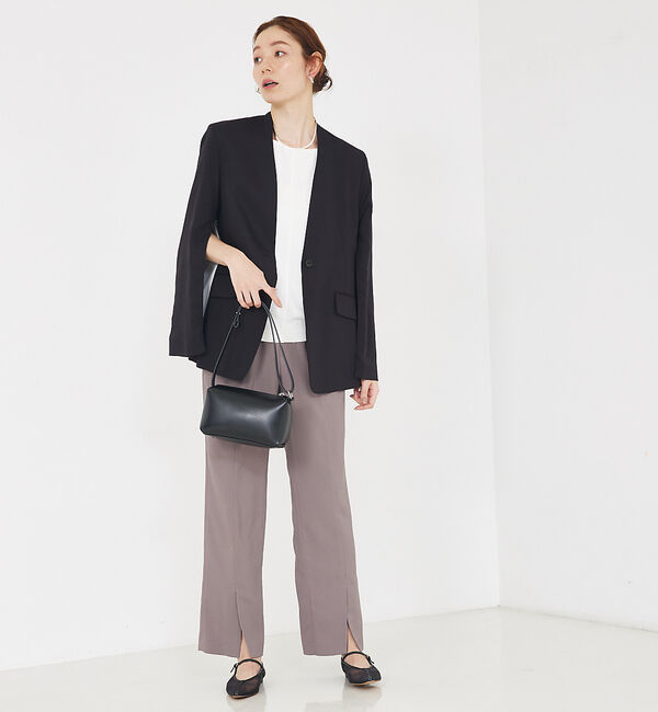 qualite「バックサテンジョーゼットベンツパンツ」|その他|