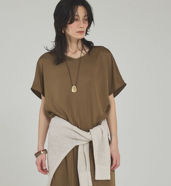 qualite「【接触冷感＆吸水速乾】新色入荷！クールサテンブラウス/セットアップ対応」|シャツ・ブラウス|