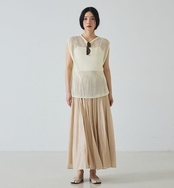 abahouse mavie「【裏地付き】シアーギャザーロングスカート」|スカート|