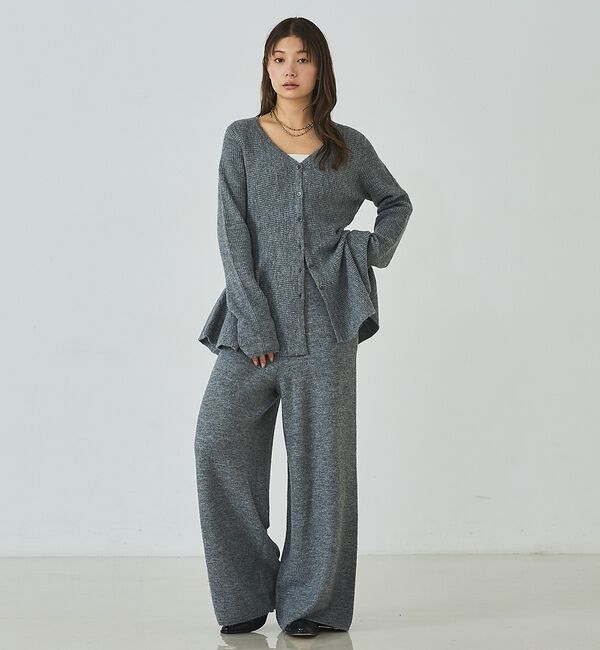 abahouse mavie「【セットアップ】ペプラムニットカーディガン＆ニットワイドパンツ【予約】」|その他|