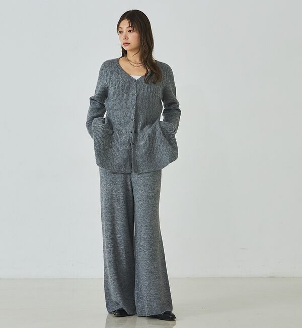 abahouse mavie「【セットアップ】ペプラムニットカーディガン＆ニットワイドパンツ【予約】」|その他|