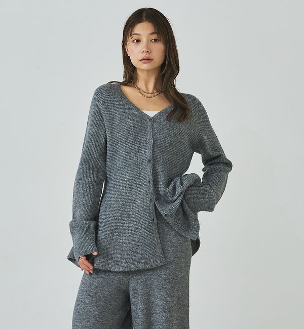 abahouse mavie「【セットアップ】ペプラムニットカーディガン＆ニットワイドパンツ【予約】」|その他|