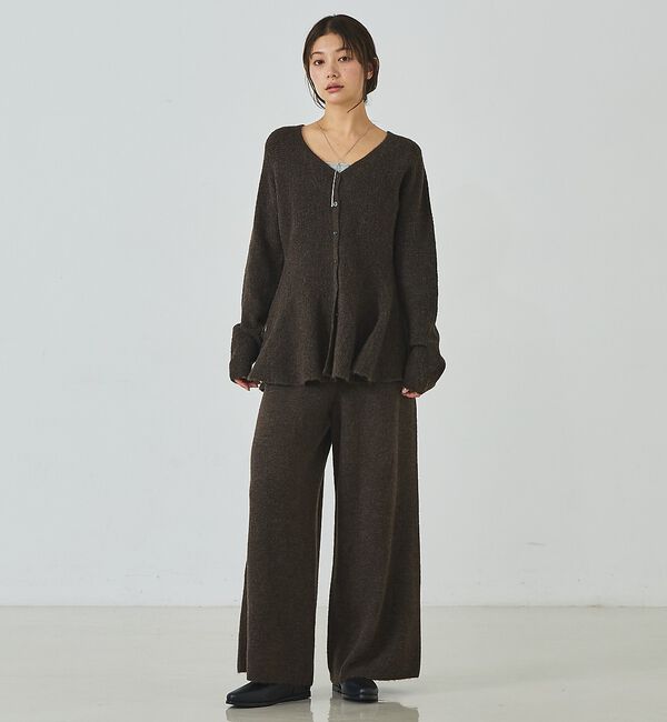 abahouse mavie「【セットアップ】ペプラムニットカーディガン＆ニットワイドパンツ【予約】」|その他|