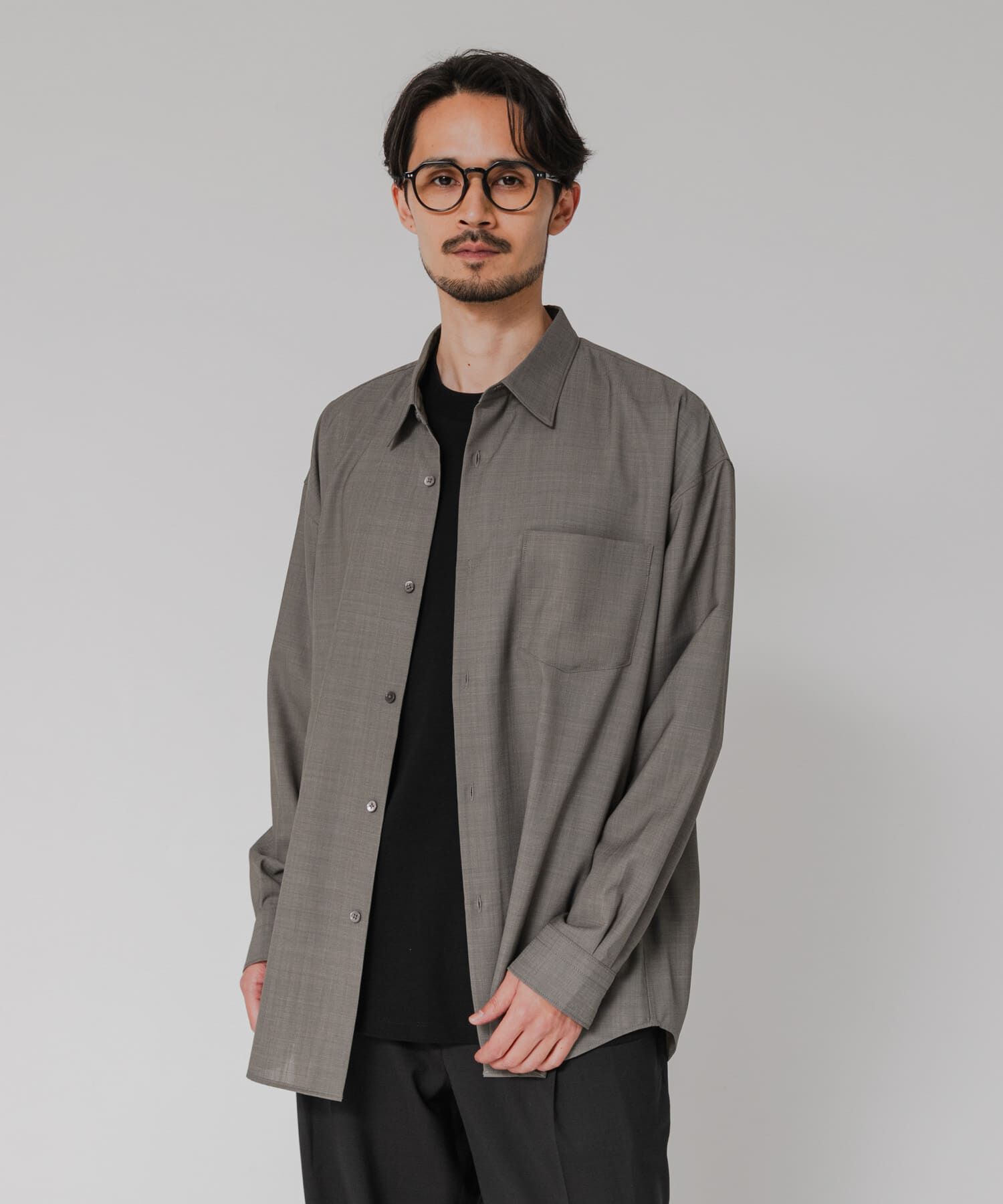 URBAN RESEARCH「『洗濯可/防シワ/接触冷感』WASHABLE WOOL OVER SHIRTS」|シャツ・ブラウス|チャコールグレー