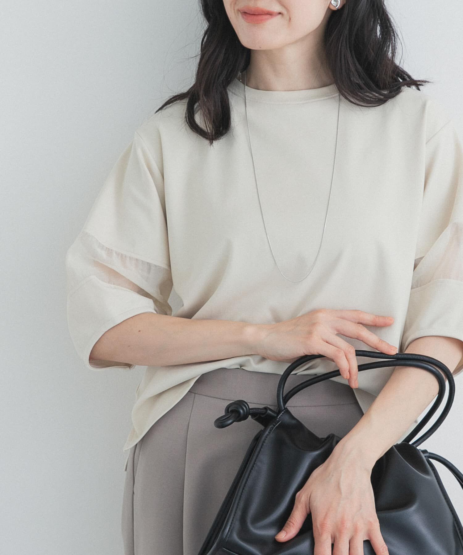 URBAN RESEARCH DOORS「異素材ドッキングスリーブプルオーバー」|Tシャツ・カットソー|