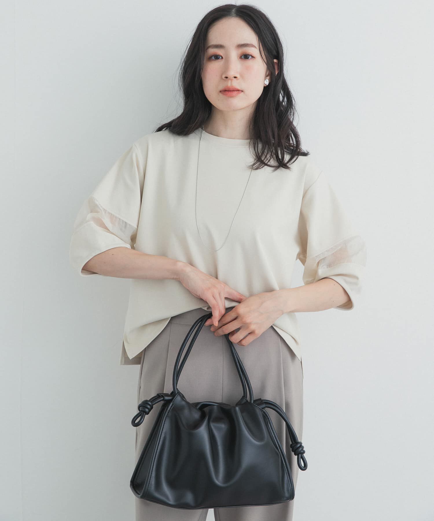 URBAN RESEARCH DOORS「異素材ドッキングスリーブプルオーバー」|Tシャツ・カットソー|