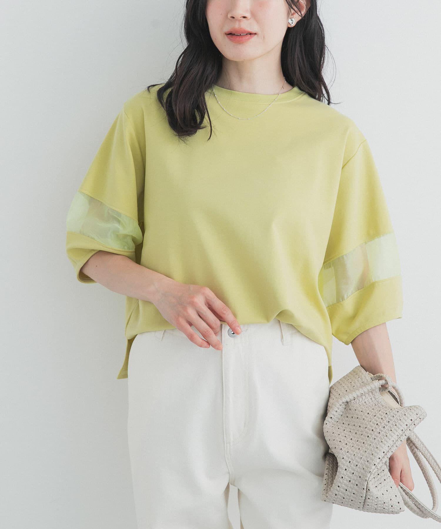URBAN RESEARCH DOORS「異素材ドッキングスリーブプルオーバー」|Tシャツ・カットソー|
