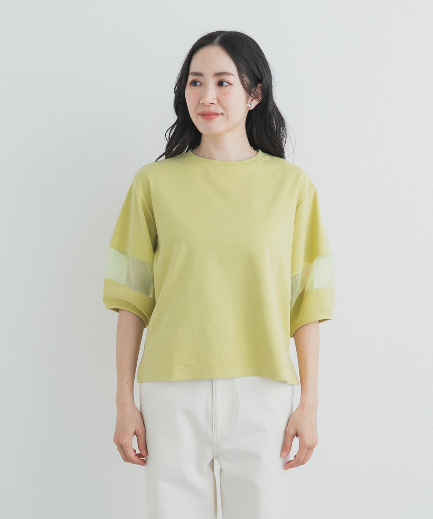 URBAN RESEARCH DOORS「異素材ドッキングスリーブプルオーバー」|Tシャツ・カットソー|