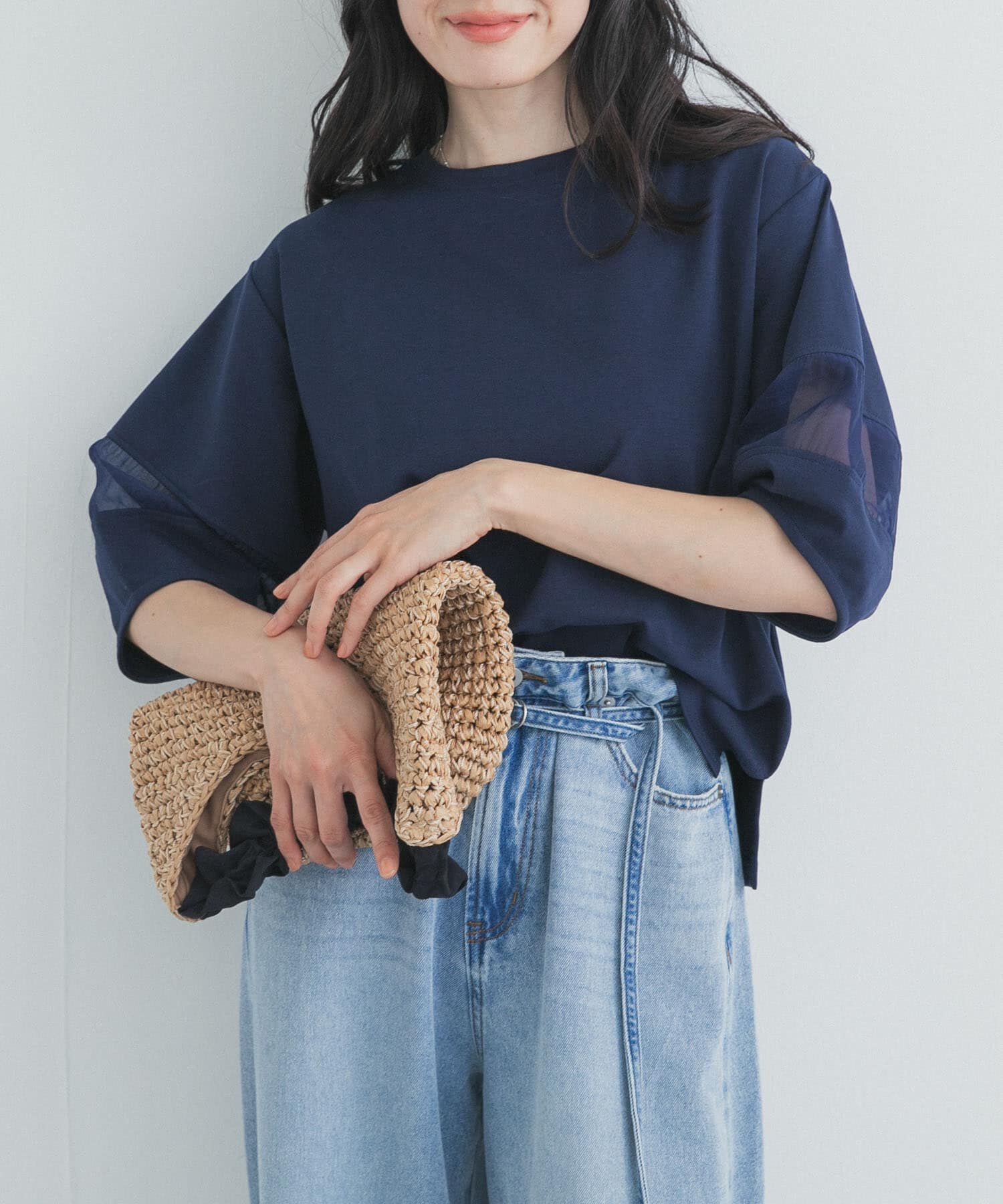 URBAN RESEARCH DOORS「異素材ドッキングスリーブプルオーバー」|Tシャツ・カットソー|