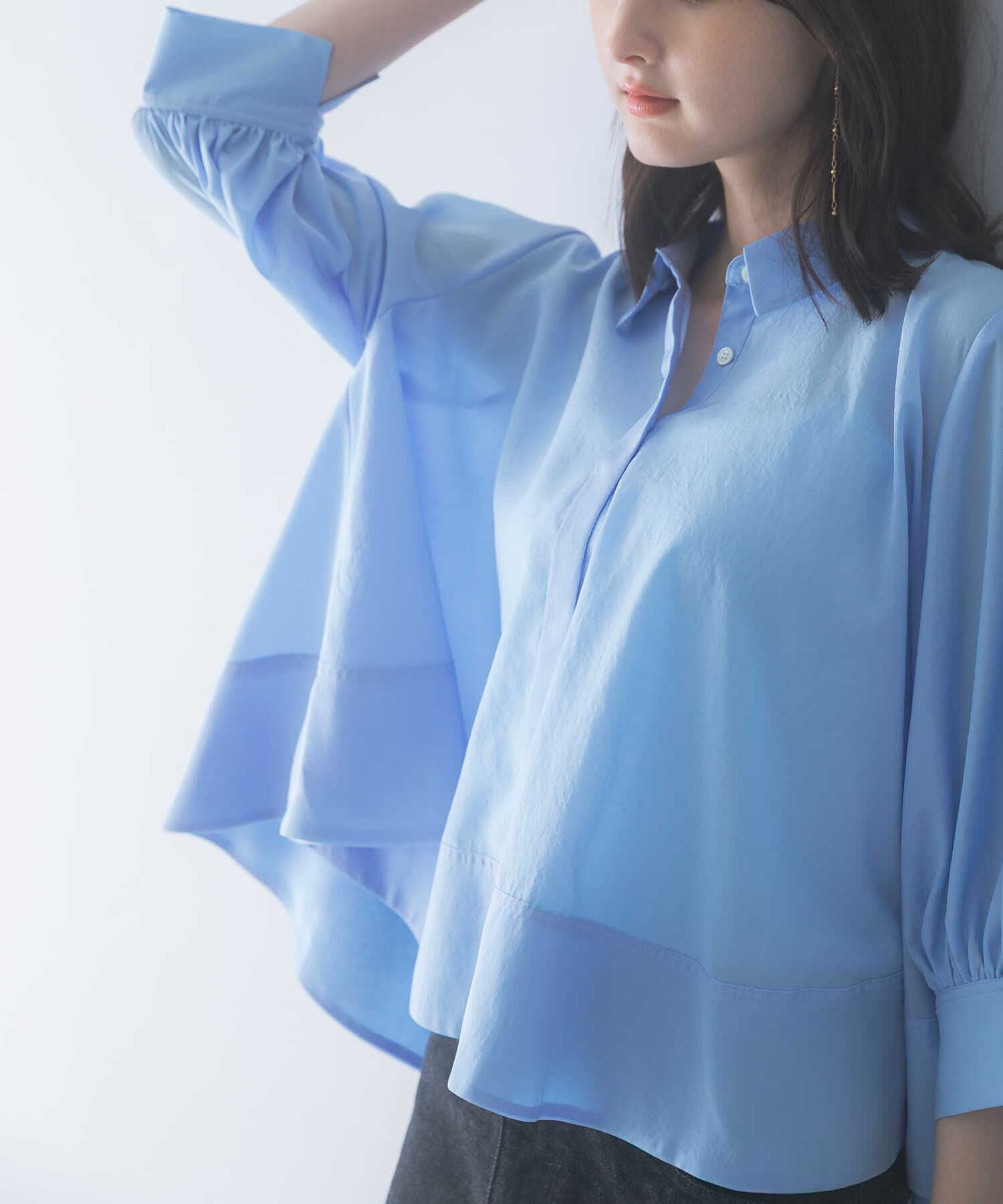 URBAN RESEARCH ROSSO「ウォッシャブルブライトローンシャツブラウス」|シャツ・ブラウス|ブルー系その他