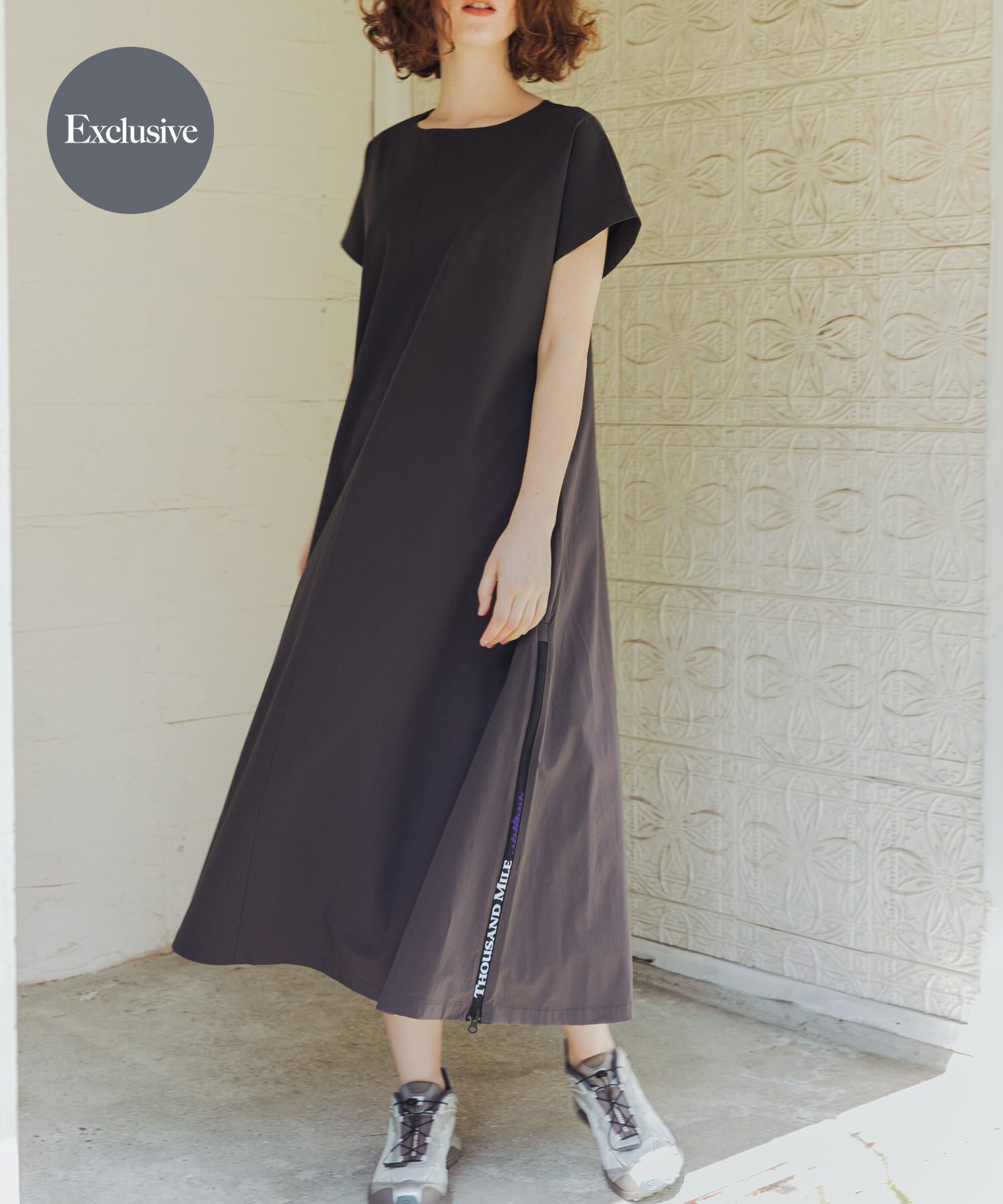 URBAN RESEARCH「『吸水速乾/UVｶｯﾄ/ｲｰｼﾞｰｹｱ』『別注』THOUSAND MILE&times;URBAN RESEARCH FRENCH」|ワンピース|チャコールグレー