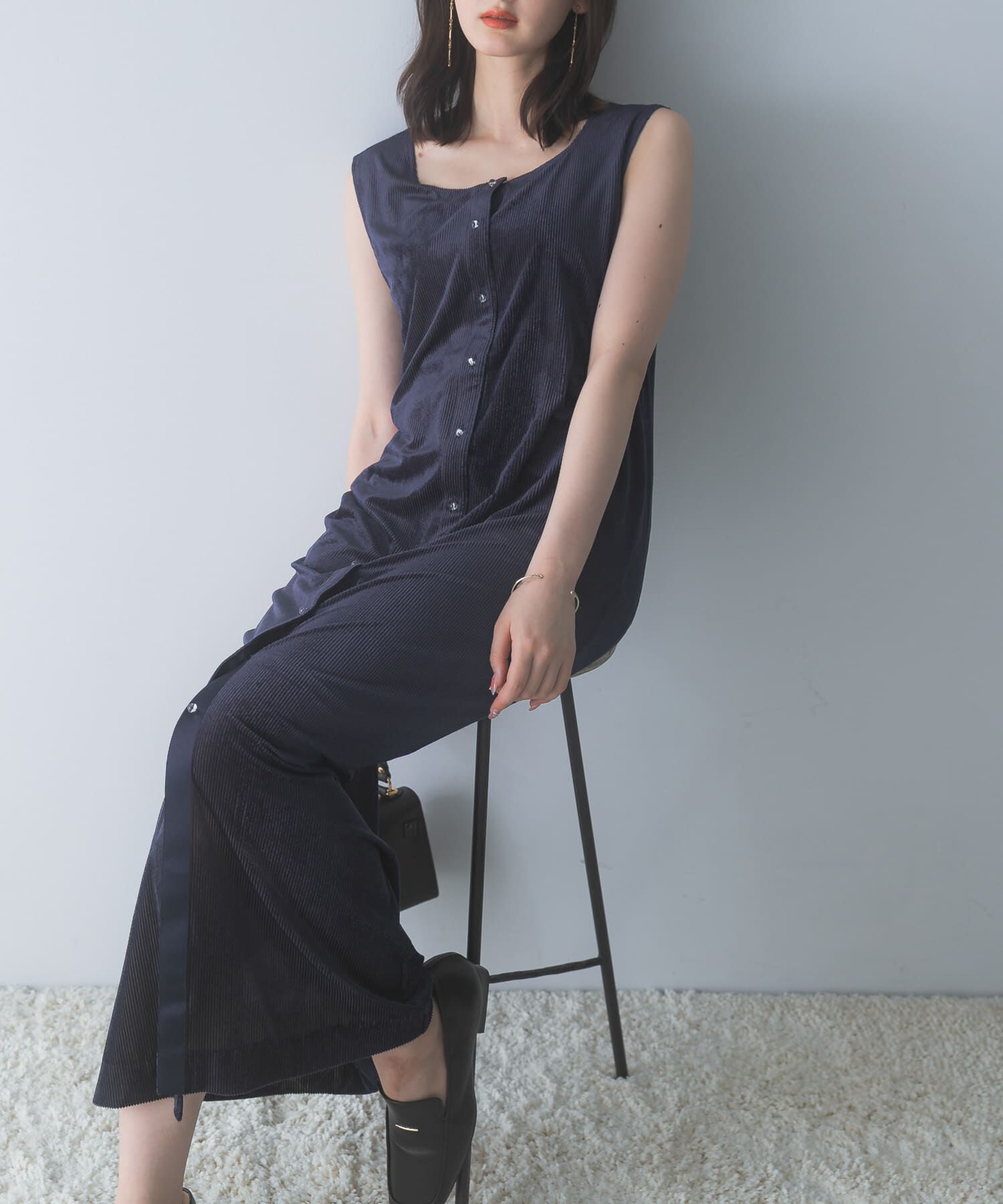URBAN RESEARCH ROSSO「シアーベロアスクエアネックワンピース」|ワンピース|
