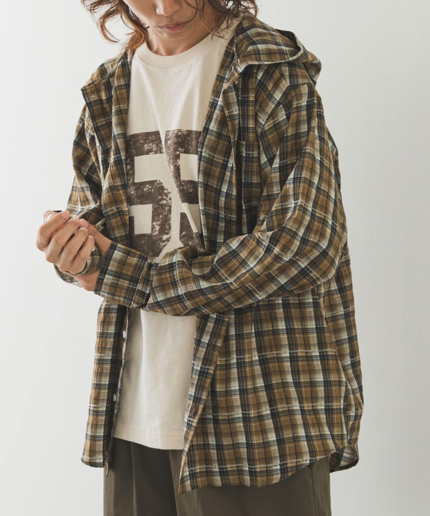 Sonny Label 「チェックフーデッドシャツ」|シャツ・ブラウス|