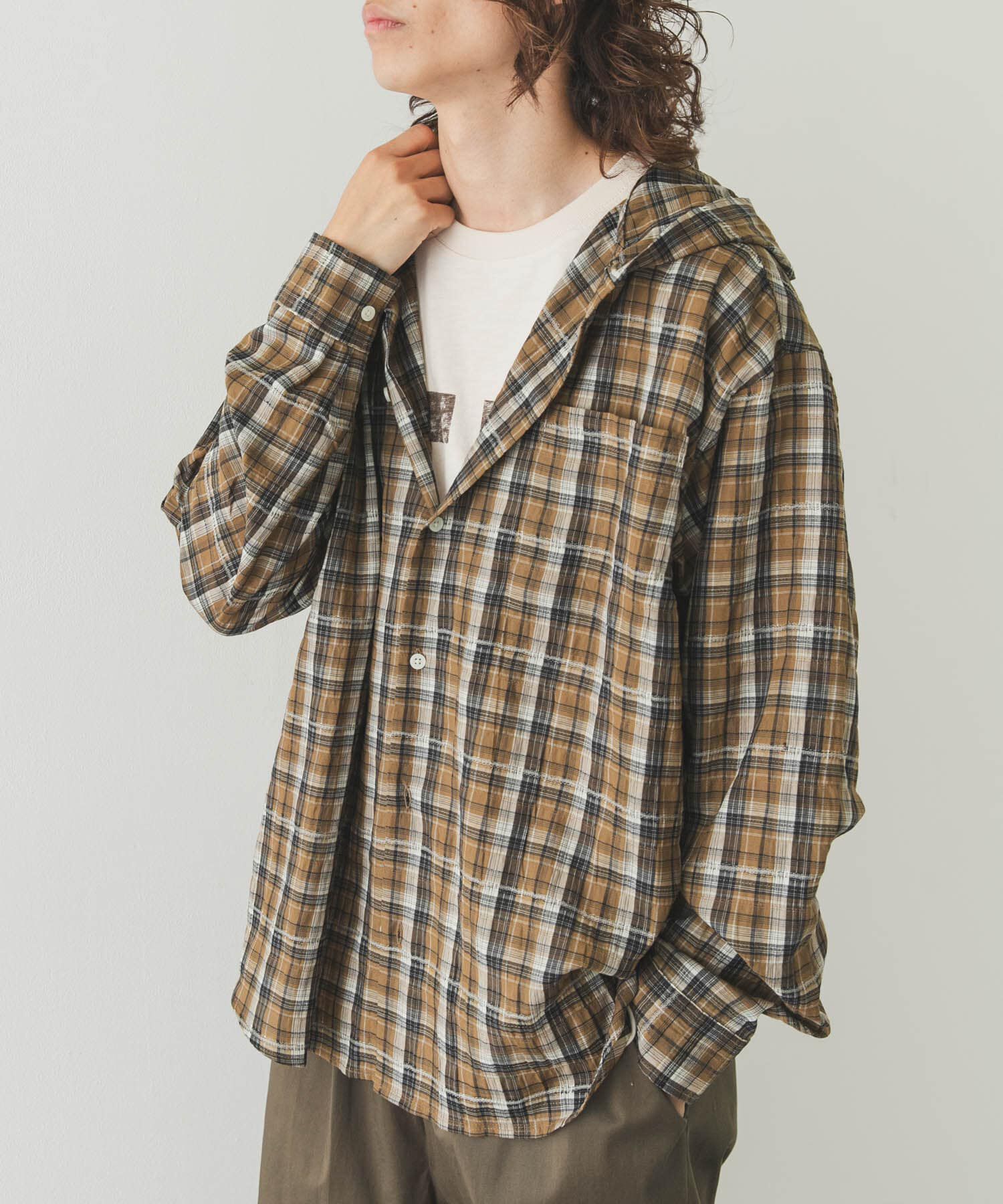 Sonny Label 「チェックフーデッドシャツ」|シャツ・ブラウス|