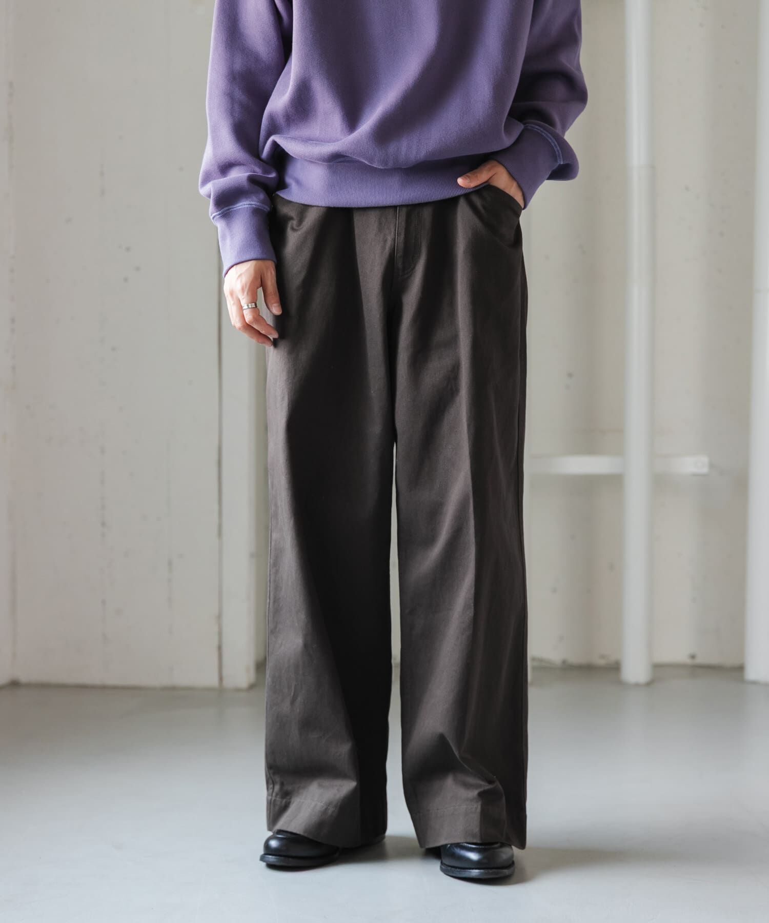 URBAN RESEARCH DOORS「FORK&SPOON　ワイドシルエットチノパンツ」|その他|ブラック