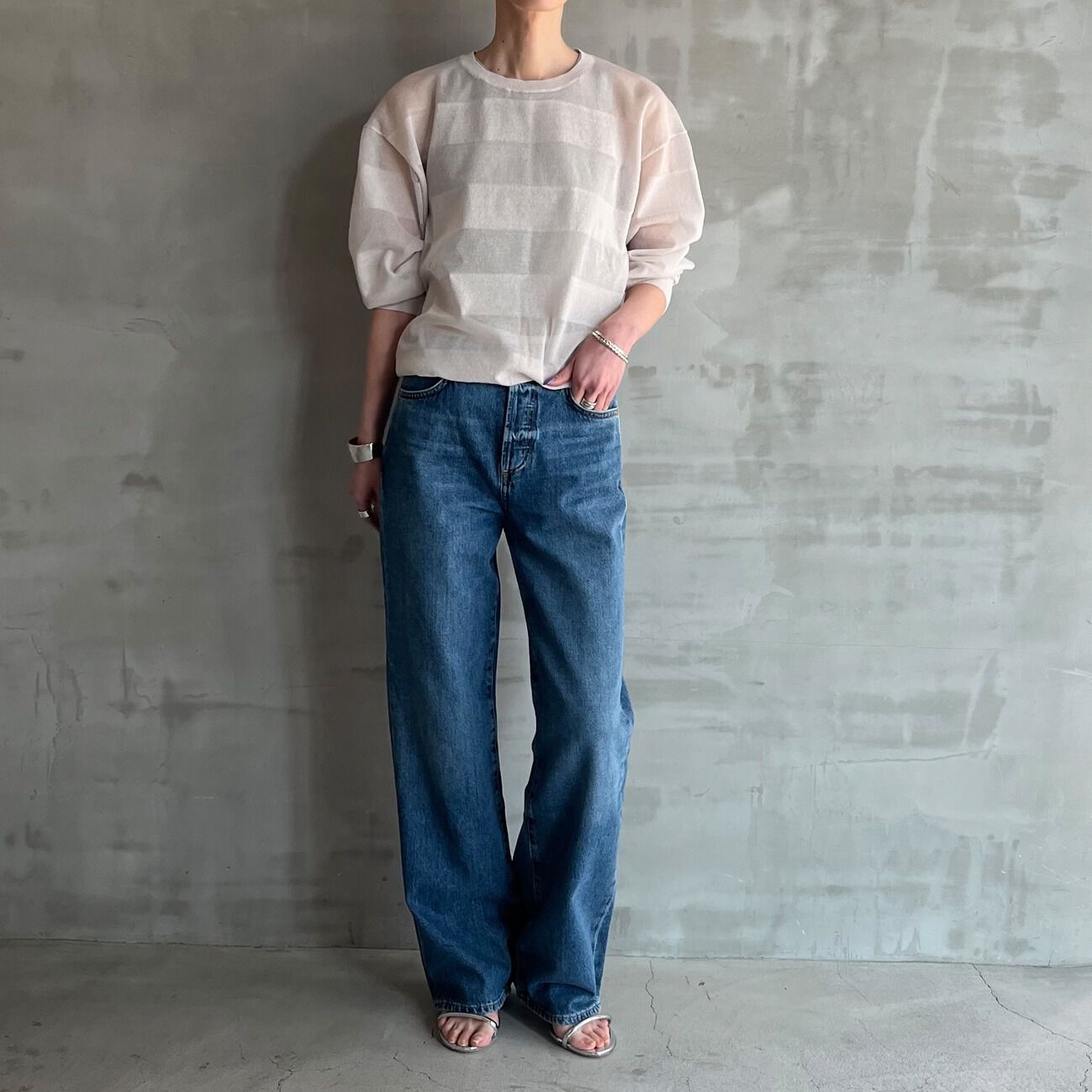 HELIOPOLE「HELIOPOLE SHEER BORDER CREW NECK」|ニット・セーター|