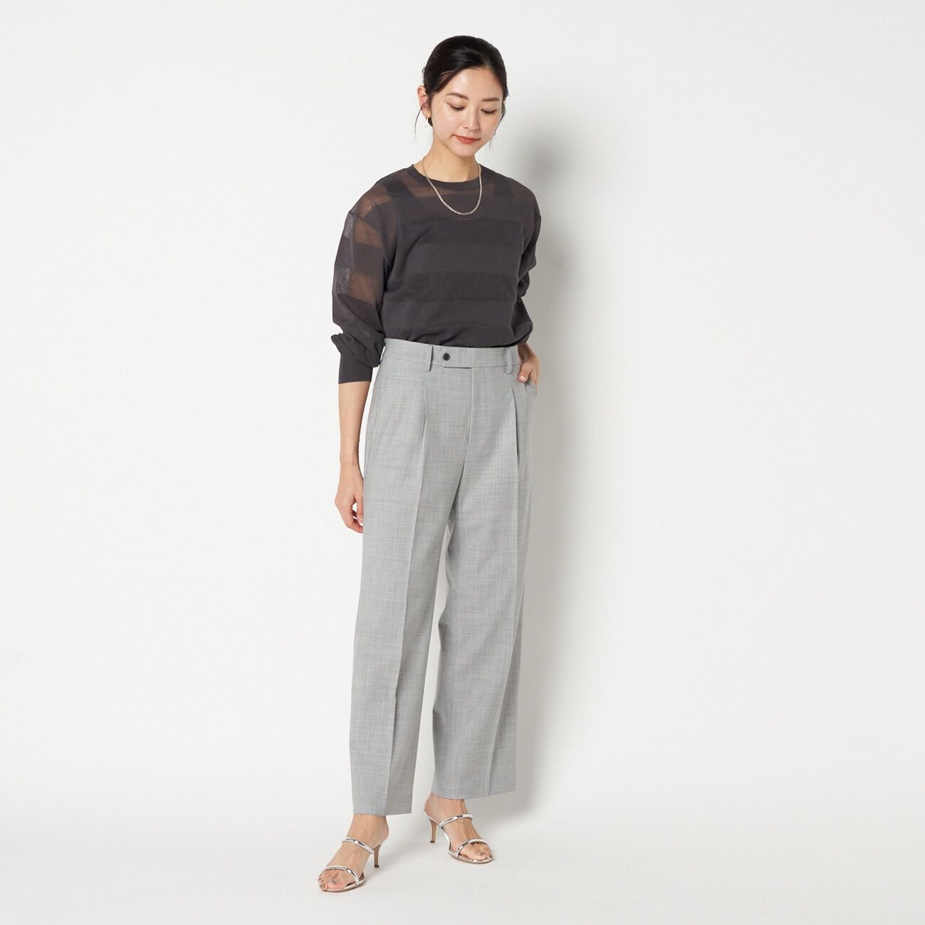 HELIOPOLE「HELIOPOLE SHEER BORDER CREW NECK」|ニット・セーター|