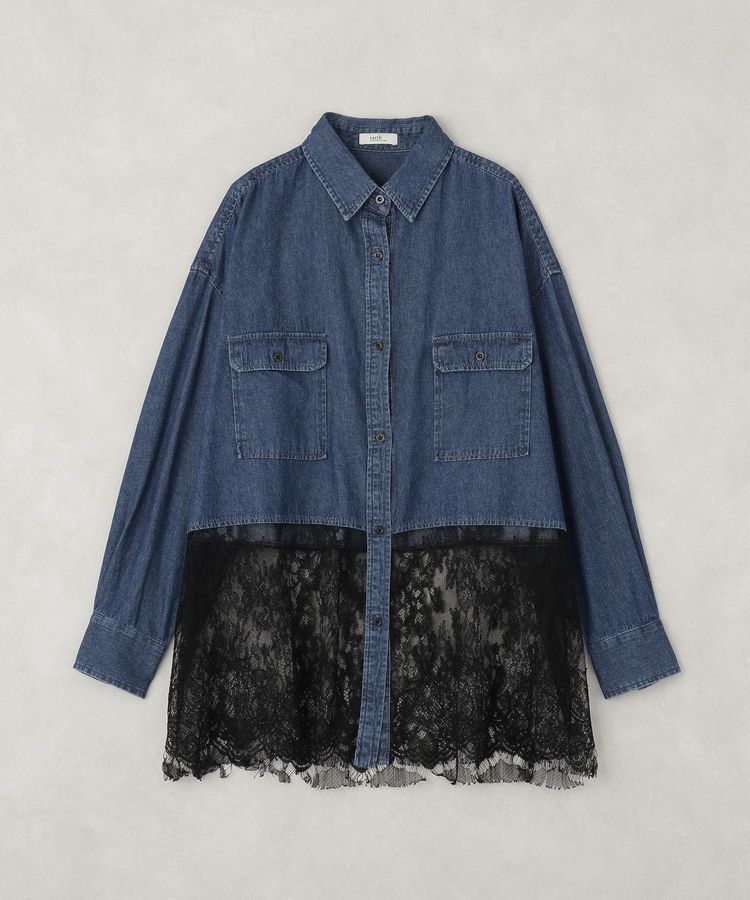 earth music&ecology「レースデニムシャツ」|シャツ・ブラウス|Black