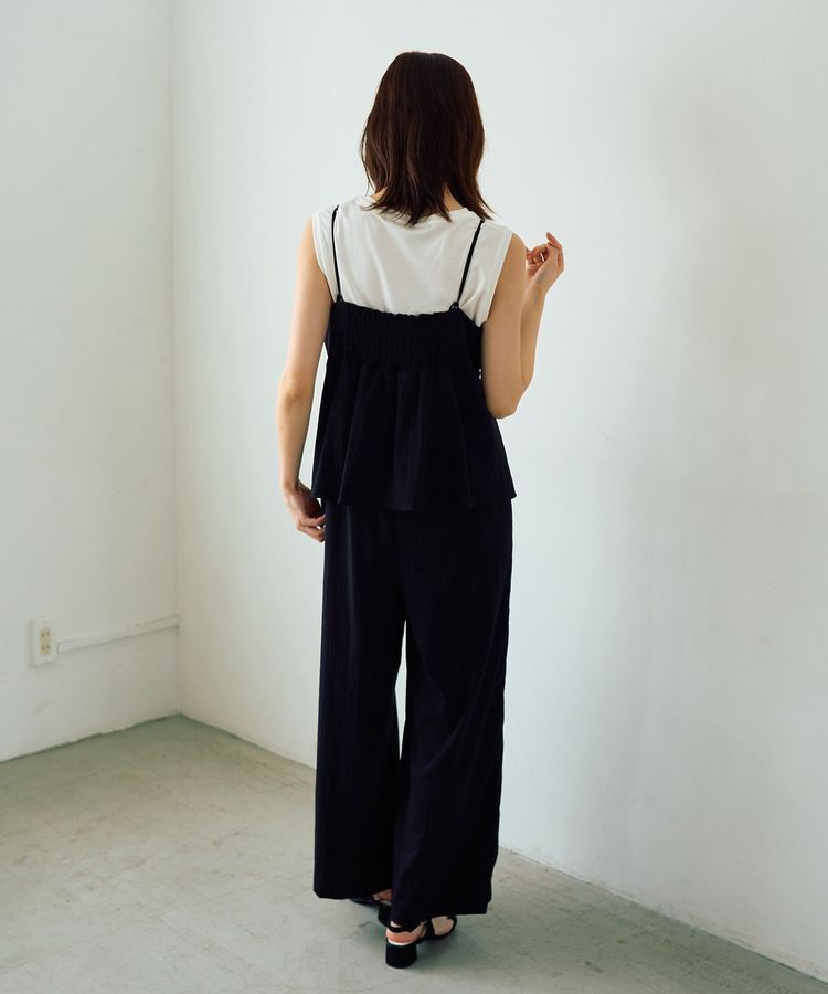 YECCA VECCA「ドライタッチペプラムサロペット」|オールインワン|