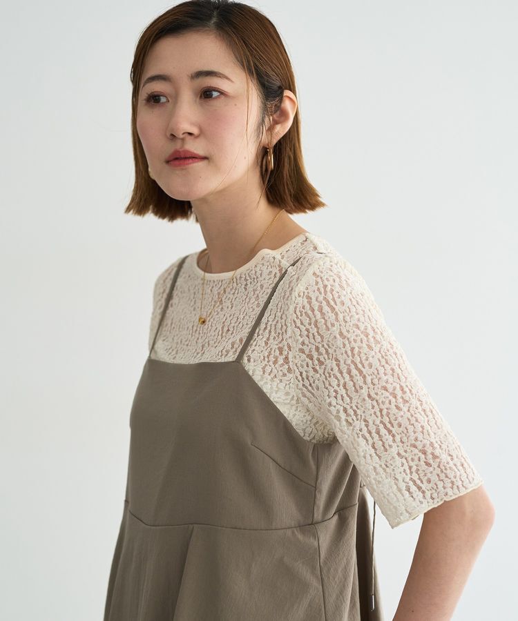 YECCA VECCA「ドライタッチペプラムサロペット」|オールインワン|