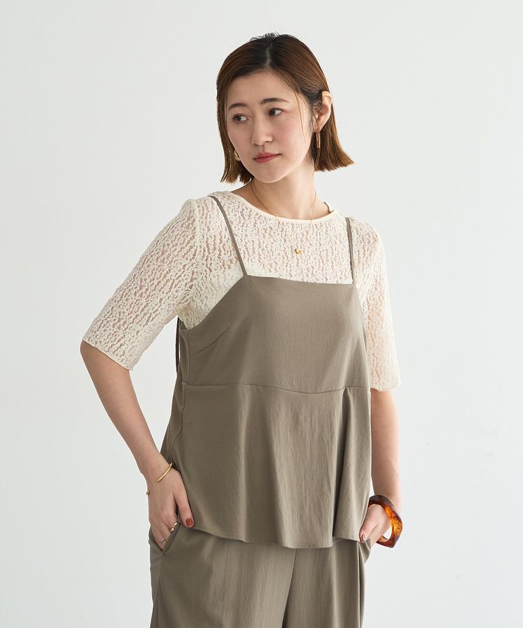 YECCA VECCA「ドライタッチペプラムサロペット」|オールインワン|