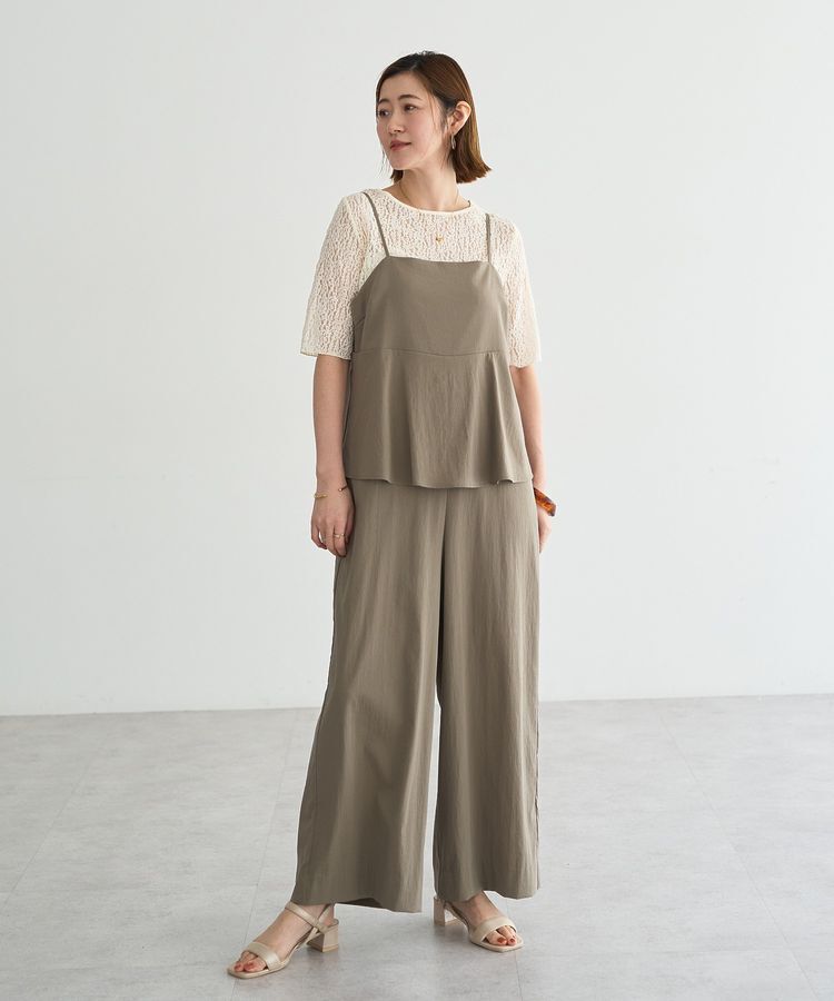 YECCA VECCA「ドライタッチペプラムサロペット」|オールインワン|Dark beige