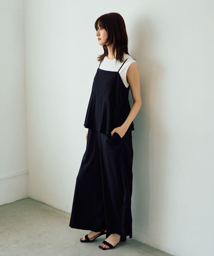 YECCA VECCA「ドライタッチペプラムサロペット」|オールインワン|