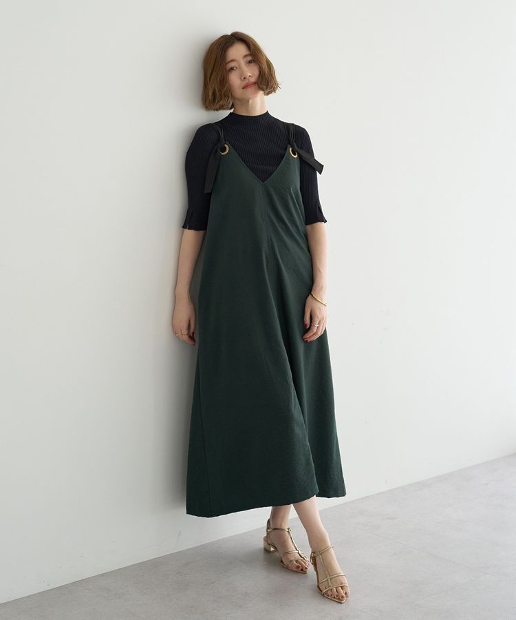 YECCA VECCA「ベルトストラップサロペット」|オールインワン|Dark Green