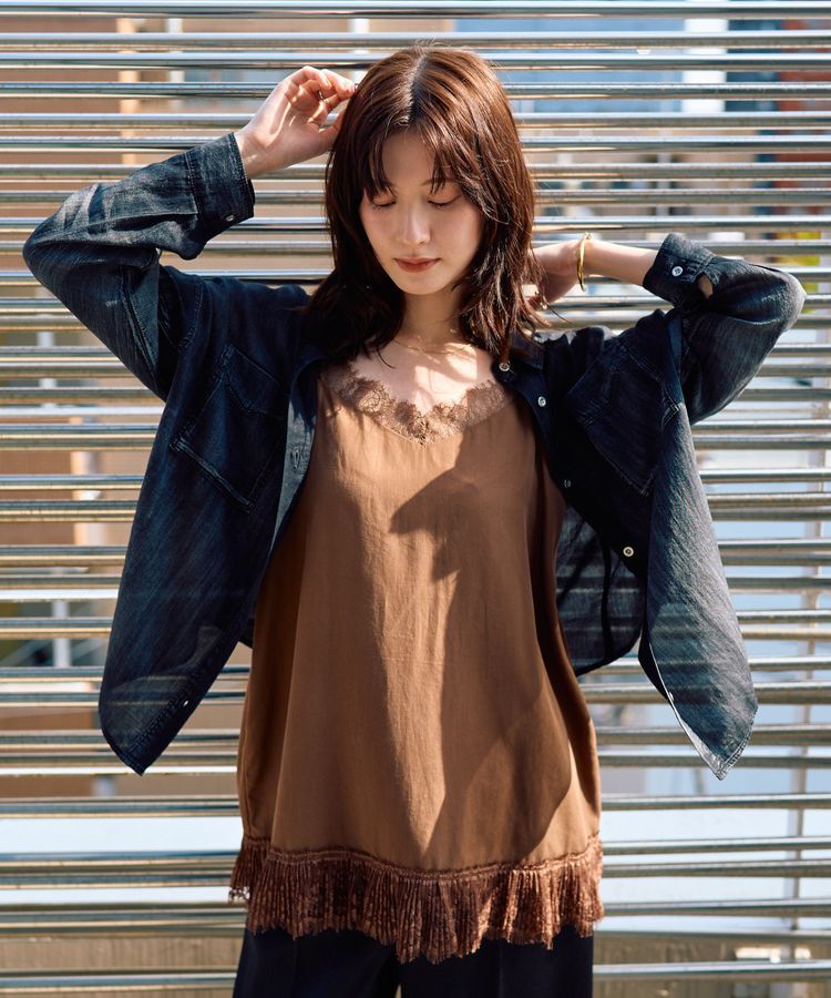 YECCA VECCA「シアーデニムシャツ」|シャツ・ブラウス|Black