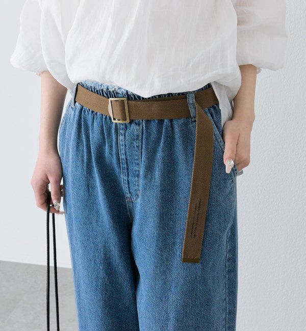  「ベルト付き綿麻デニムパンツ」|その他|