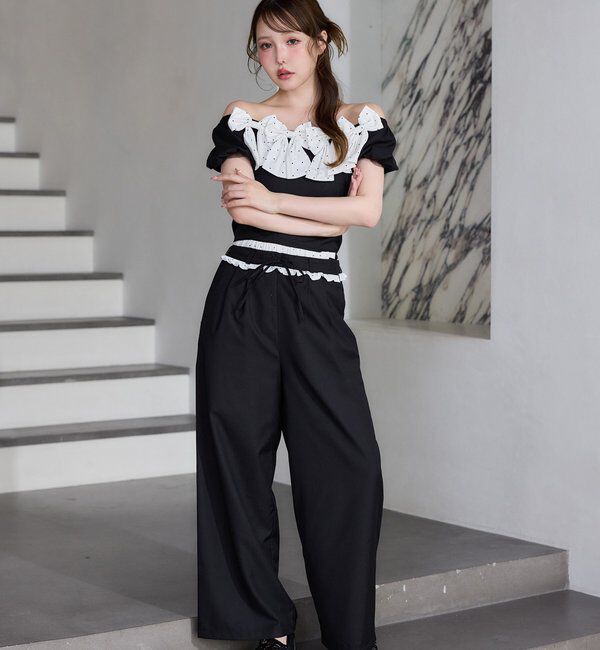  「【Black Ribbon Collection】ウエストフリルスラックス」|その他|
